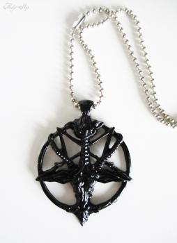 Kugelhalskette Pentagramm mit Ziegenkopf